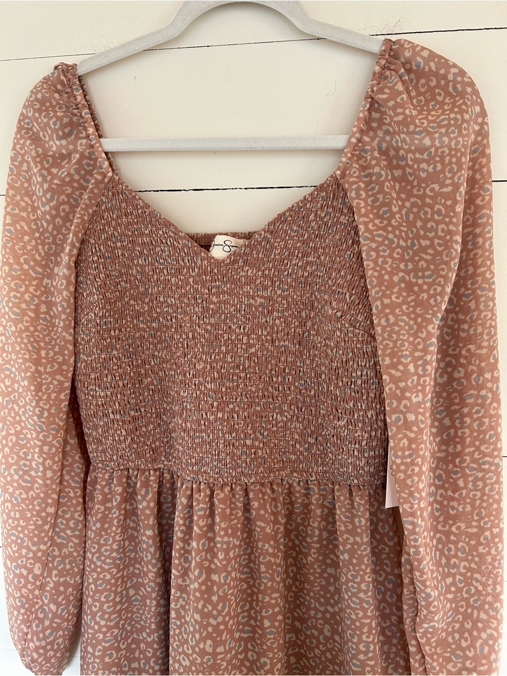 NWT Jessica Simpson Mauve Smocked Dress/Top Size Medium - Picture 4 of 5